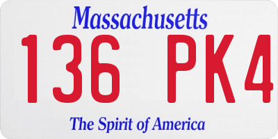 MA license plate 136PK4