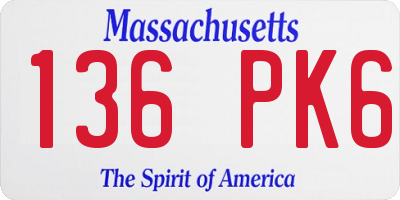 MA license plate 136PK6