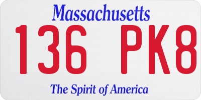 MA license plate 136PK8