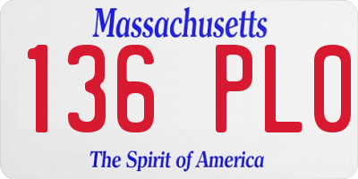 MA license plate 136PL0