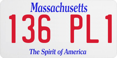 MA license plate 136PL1