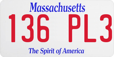 MA license plate 136PL3