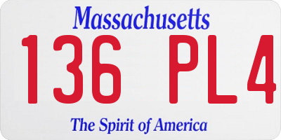 MA license plate 136PL4