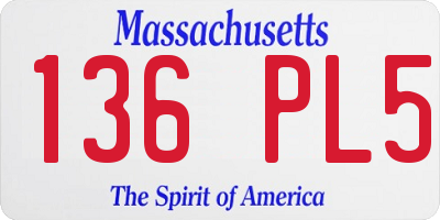 MA license plate 136PL5