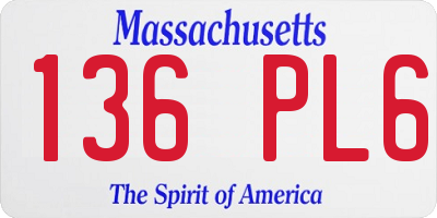 MA license plate 136PL6