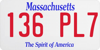 MA license plate 136PL7