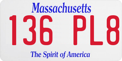 MA license plate 136PL8