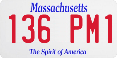MA license plate 136PM1