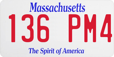 MA license plate 136PM4