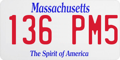 MA license plate 136PM5