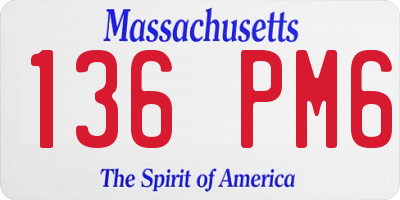 MA license plate 136PM6