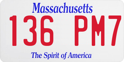 MA license plate 136PM7