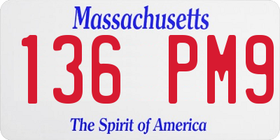 MA license plate 136PM9