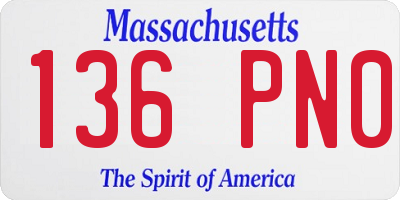 MA license plate 136PN0