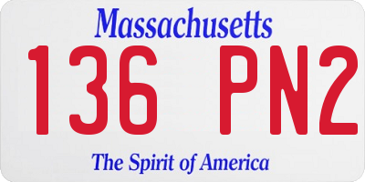 MA license plate 136PN2