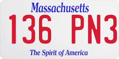 MA license plate 136PN3