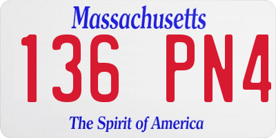MA license plate 136PN4