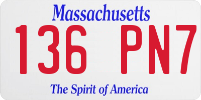 MA license plate 136PN7