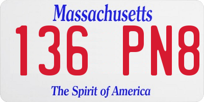 MA license plate 136PN8