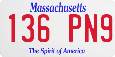 MA license plate 136PN9