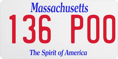 MA license plate 136PO0