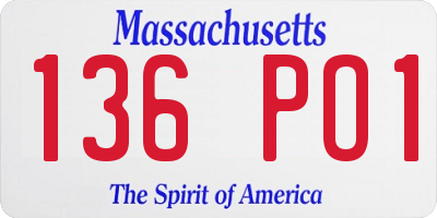 MA license plate 136PO1