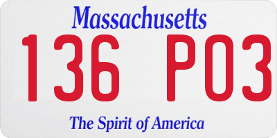 MA license plate 136PO3