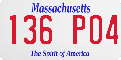 MA license plate 136PO4