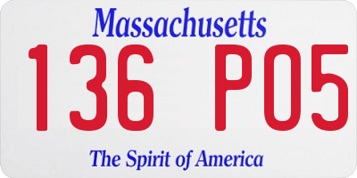 MA license plate 136PO5