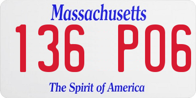 MA license plate 136PO6