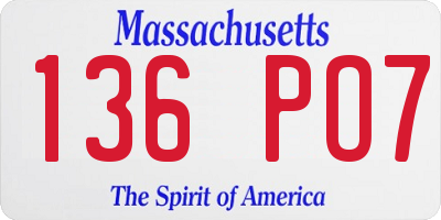 MA license plate 136PO7