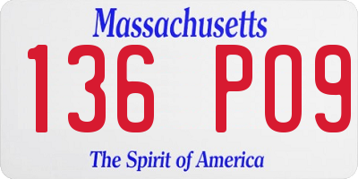 MA license plate 136PO9