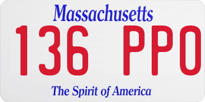 MA license plate 136PP0