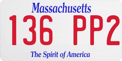 MA license plate 136PP2