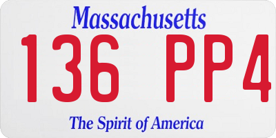 MA license plate 136PP4