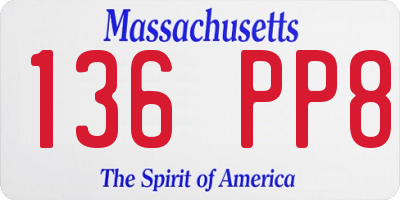 MA license plate 136PP8