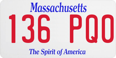 MA license plate 136PQ0