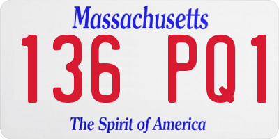 MA license plate 136PQ1