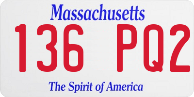 MA license plate 136PQ2