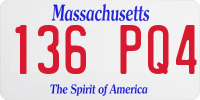 MA license plate 136PQ4
