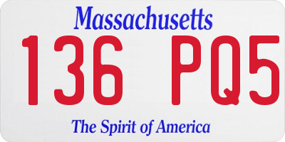MA license plate 136PQ5