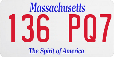 MA license plate 136PQ7
