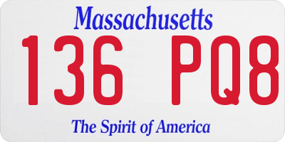 MA license plate 136PQ8