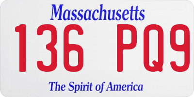 MA license plate 136PQ9