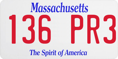 MA license plate 136PR3