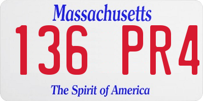 MA license plate 136PR4