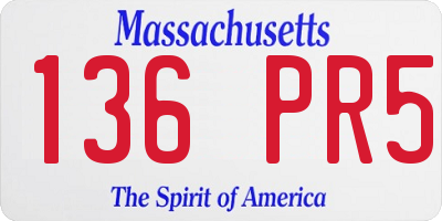 MA license plate 136PR5