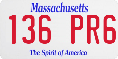 MA license plate 136PR6