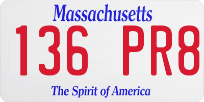 MA license plate 136PR8