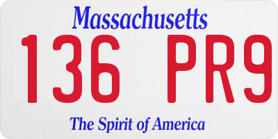 MA license plate 136PR9